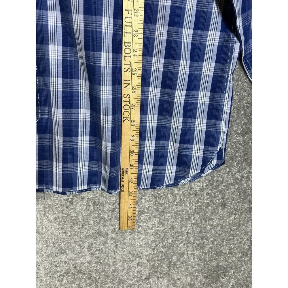 ORVIS‎ Button Up Shirt Mens Size Large Blue Plaid Long Sleeve VINTAGE Pockets